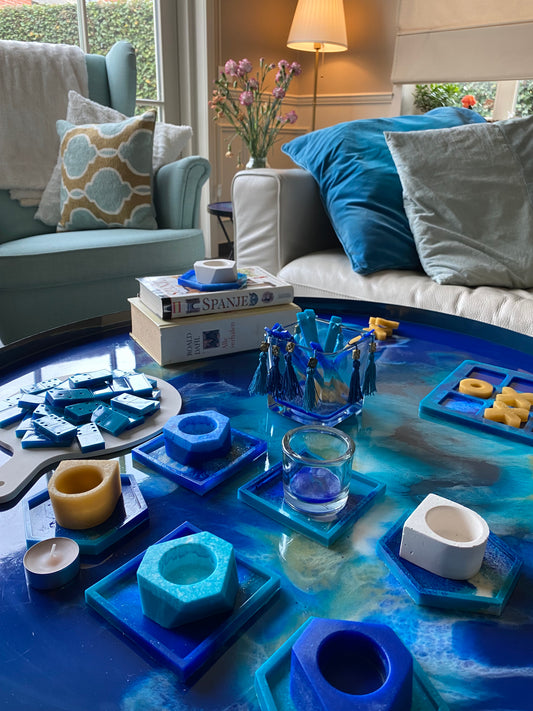 Aline - Onderlegger - Zeshoek - Blauw