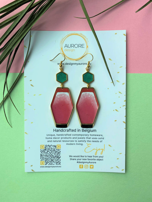 Kleurrijke statement oorbellen, roze