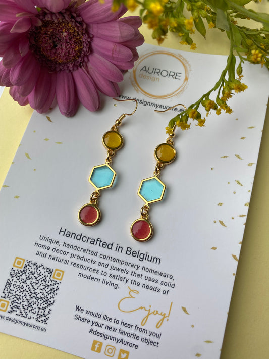 Elegante kleurrijke oorbellen Lillia - Geel