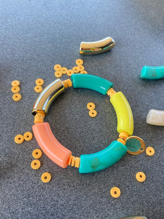 Kleurrijke tube armbanden - Groen mix