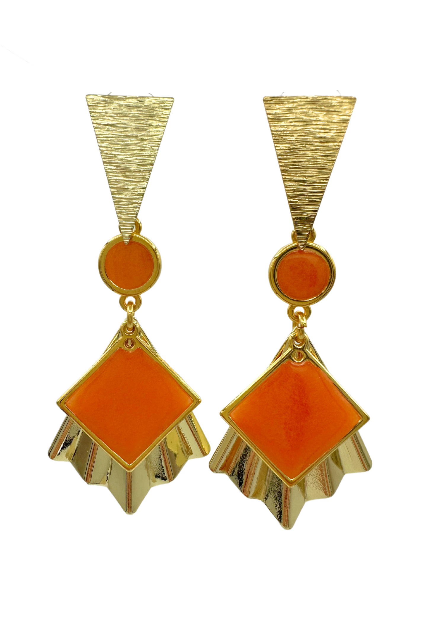 Art Nouveau geïnspireerde statement oorbellen, Oranje