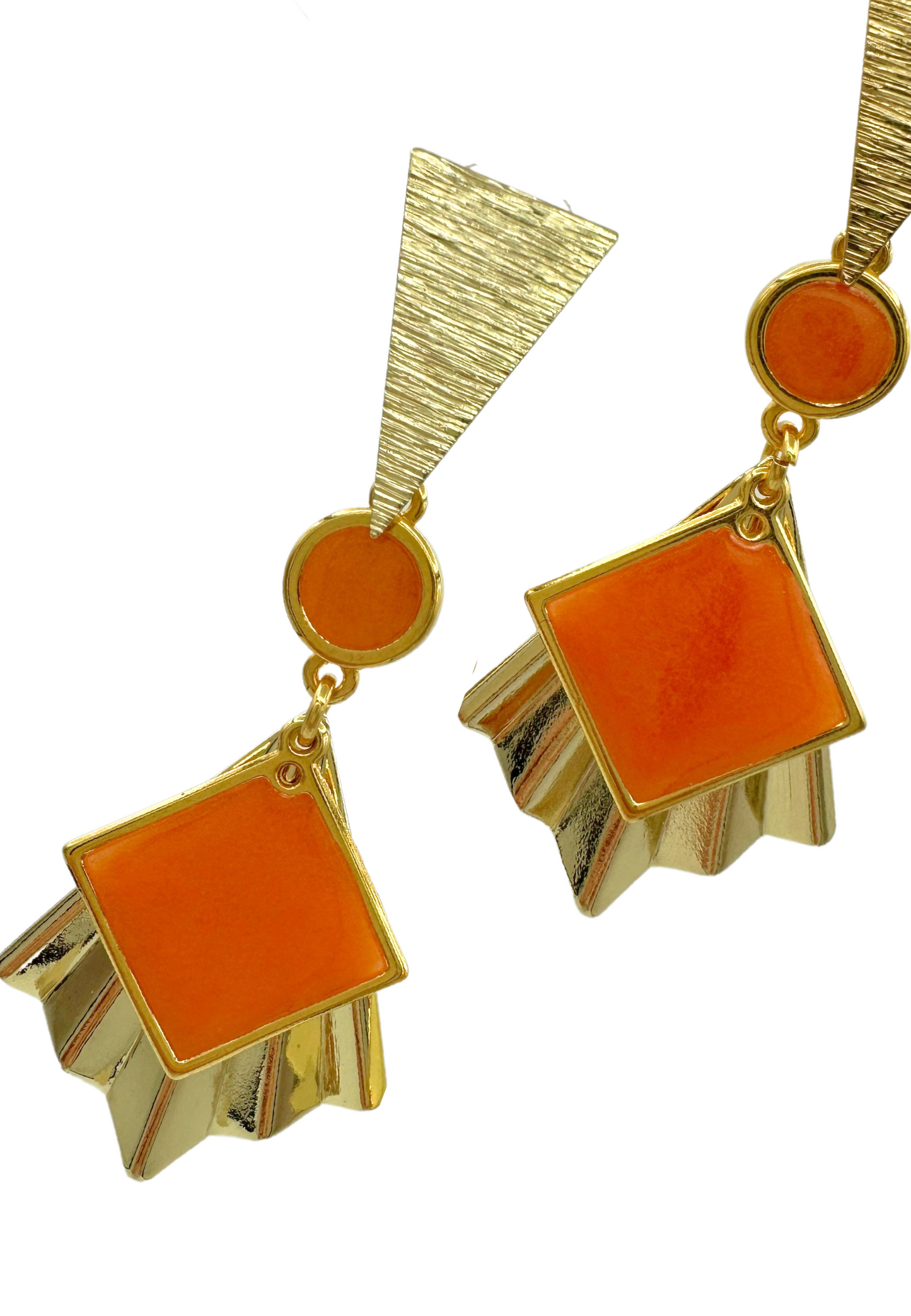 Art Nouveau geïnspireerde statement oorbellen, Oranje