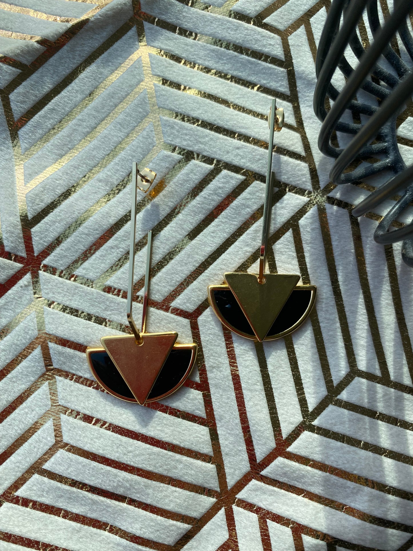 Geometrische minimalistische oorbellen Zwart/Goud
