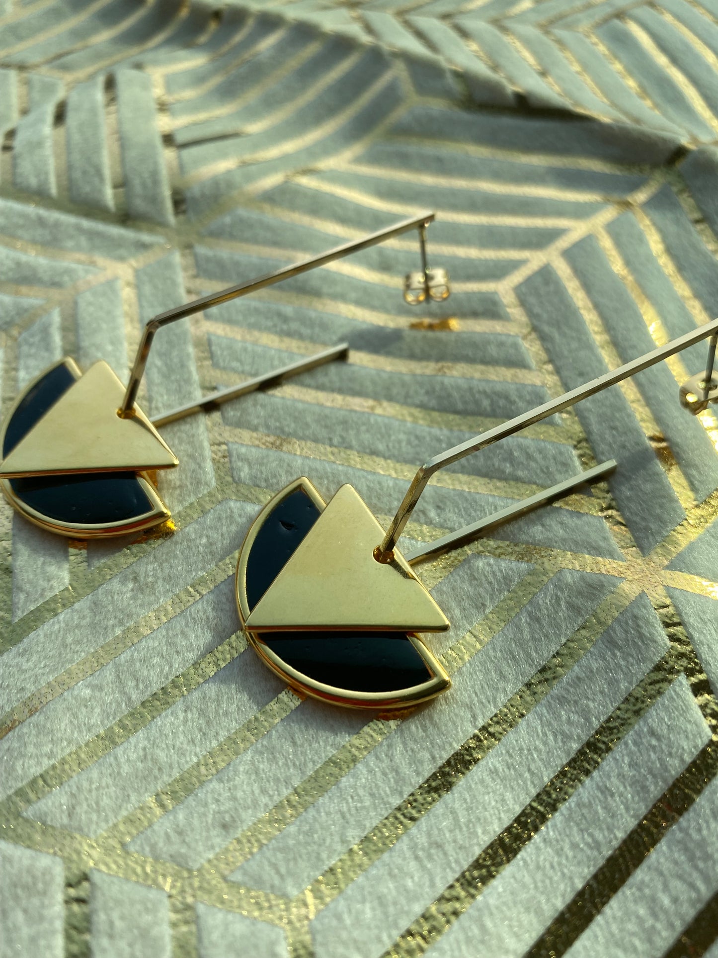 Geometrische minimalistische oorbellen Zwart/Goud