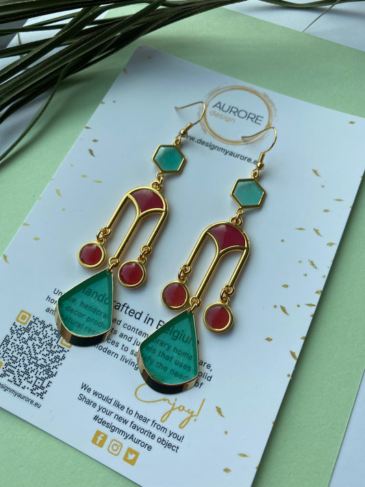 Elegante boho oorsieraden, roze