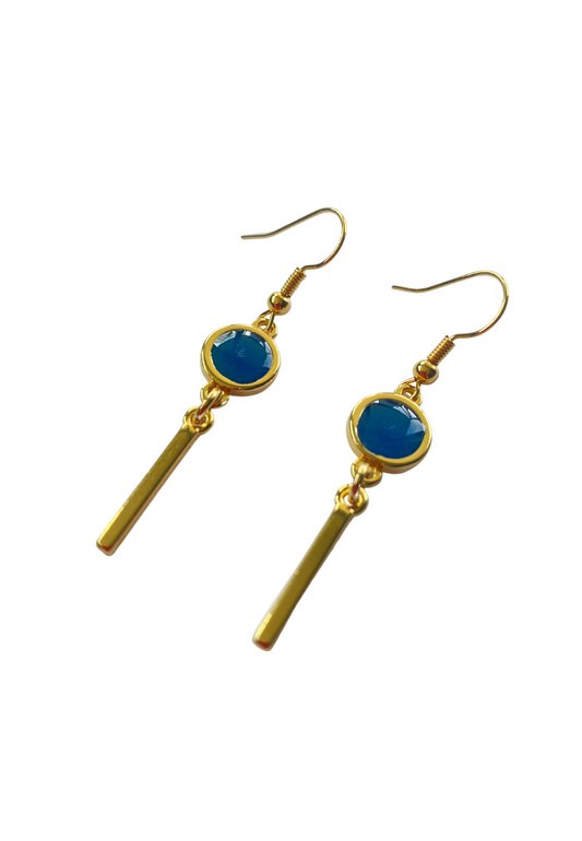 Zilveren elegante hangende oorbellen, blauw